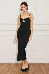 WEST EDGE BLACK SWEATER KNIT MIDI DRESS