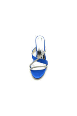 Royal Blue Satin High Heeled Sandals