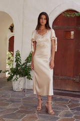 Amanda Lace Trim Maxi Dress in Blush FINAL SALE