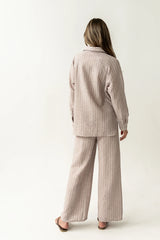 Conner Striped Button Down Top in Mocha