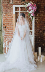Off The Shoulder Tulle Ball Gown Sweep Train Dress