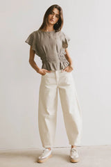 Whit Smocked Blouse in Olive FINAL SALE