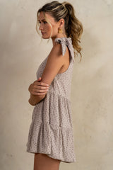 Mary Floral Knit Romper in Taupe FINAL SALE