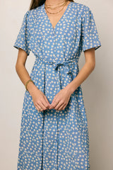 Malik Floral Midi Dress in Blue FINAL SALE