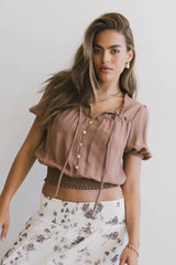 Pax Smocked Blouse in Rust FINAL SALE