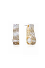 Swaddled Pearl Crystal Teardrop Earrings