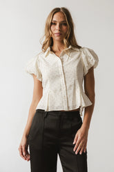 Lizette Pleated Blouse in Cream