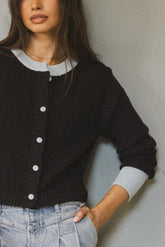 Ella Contrast Cardigan in Navy FINAL SALE