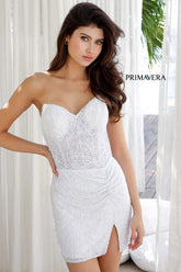 4201 Primavera Strapless Sweetheart Sequin Beaded Mini Dress