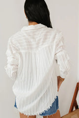 Nyah Striped Button Up in White