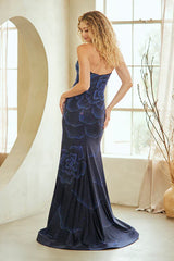 Kalina Gown Rosette Hot Stone Strapless Dress