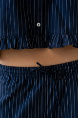 Melody Pinstripe Blouse in Navy