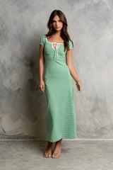 Deana Striped Maxi Dress in Green