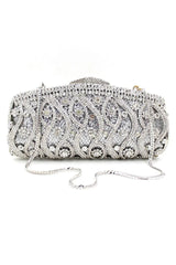 Silver Rhinestones Chain Square Party Handbag