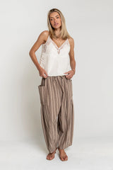 Colleen Striped Baggy Pants in Khaki
