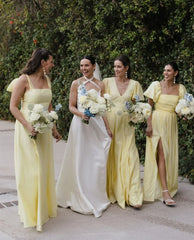 Chic A Line Daffodi Long Bridesmaid Dresses
