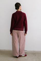 Ada Gingham Wide Leg Pants in Burgundy FINAL SALE