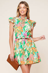 PORT OF CALL MINI DRESS GREEN MULTI