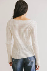 Gemma Sheer Ribbed Top in White FINAL SALE