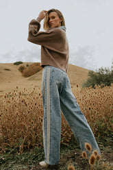 Mellanie Two Toned Baggy Jeans in Medium Wash FINAL SALE