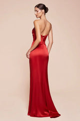NICOLETTE GOWN STRAPLESS LUXE SATIN DRESS SCARF