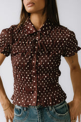 Kreyton Polka Dot Blouse in Dark Brown