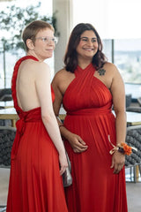 A Line Red Infinity Long Bridesmaid Dress