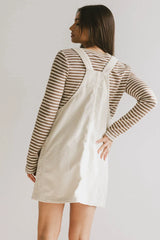 Reid Corduroy Overall Dress in Ivory FINAL SALE