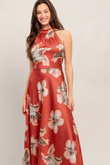 CANT LOOK AWAY CORAL RED MIDI DRESS