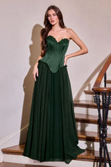 Nigella Gown Peplum Corset A line Formal Dress With Scarf