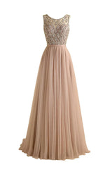 Sparkly Beaded Long Tulle Bridesmaid Prom Dress