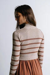 Zeda Midi Dress in Brown Stripe FINAL SALE