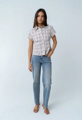 Tristan Plaid Button Up in Brown