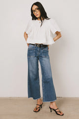 Isha Pleated Top in White FINAL SALE