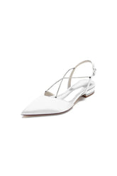 Satin Pointed Toe Beading Buckle Kitten Heels