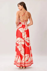 TROPIC BLOOMS RED MAXI DRESS