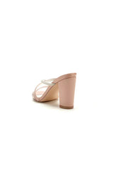 Nude Pink and Silver High Heeled Sandals