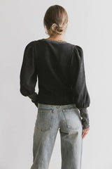 Lettie Waffle Knit Top in Black FINAL SALE