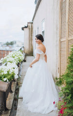 Off The Shoulder Tulle Ball Gown Sweep Train Dress