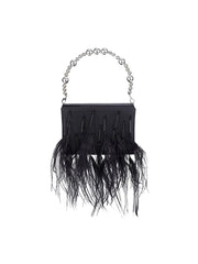 Womens Orstrich Feather Beaded Clutch Bags