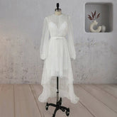 A Line Polka Dot Illusion Charm Asymmetrical Wedding Dress