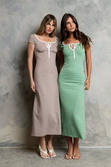 Deana Striped Maxi Dress in Green