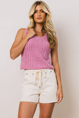 Brayden Cable Knit Sweater in Pink FINAL SALE