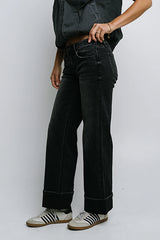 Marcia Cuffed Baggy Jeans in Faded Black