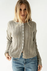 Katira Button Up Sweater in Heather Grey