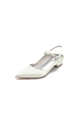 Satin Pointed Toe Buckle Kitten Heels