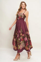 SECRET GARDEN ROMANCE BURGUNDY MAXI DRESS FINAL SALE
