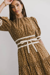 Kendra Ditsy Floral Midi Dress in Brown FINAL SALE