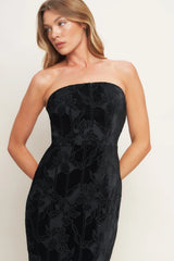 TEMPTATION BLACK VELVET LACE MIDI DRESS FINAL SALE