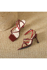 Strappy Open Toe Ankle Buckle Stiletto High Heels